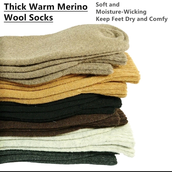 6 Pairs Mens Merino Lambs Wool Winter Socks Size 10-13 - Picture 2 of 10
